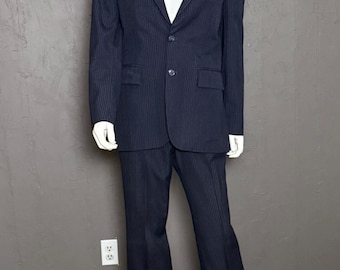 1970's- 80's Navy Pinstriped Men's Suit by Chadmore size 36S