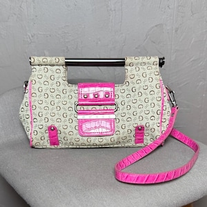 GUESS ゲス　handbag croco y2k 00s vintage Y2K Jacquard X Pink Croc Leather Bag From GUESS Rare Style - Etsy
