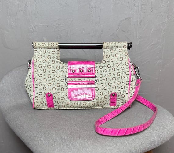 Y2K Jacquard X Pink Croc Leather Bag From GUESS Rare Style - Etsy