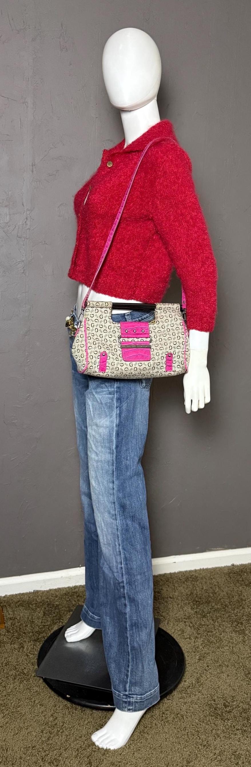 Y2K Jacquard X Pink Croc Leather Bag From GUESS Rare Style - Etsy