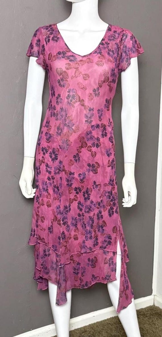 2000's does 1940's Silk Chiffon Bias cut Dress si… - image 2