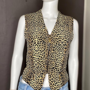 1990&#39;s Animal Print Zip up Vest from Betty Barclay Cheetah Waistcoat