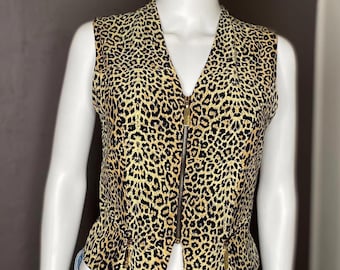 Vintage Leopard Print Vest, 90s Leopard Print Vest, Animal Print