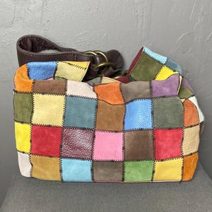 Y2K Large Multi-color Leather Patchwork Bag From LUCKY Brand - Etsy