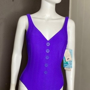 Vintage 1990&#39;s Swimsuit from La Blanca Purple One Piece size 10 New With Tags
