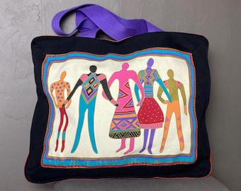 Bolso tote vintage de Laurel Burch: El arte del ser humano, nuevo con etiqueta.