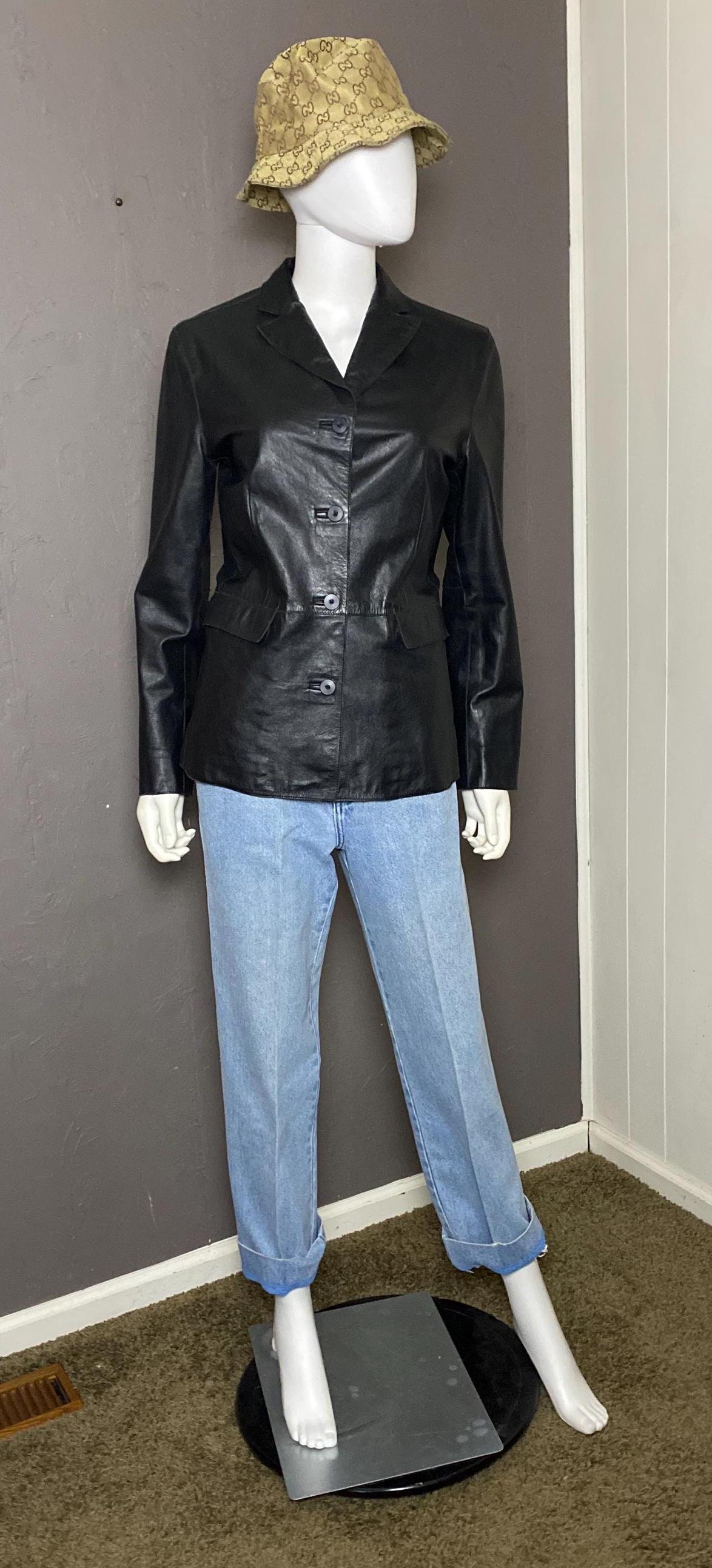 Vintage 1990's GAP Black Leather Jacket Size S/M 90's Does