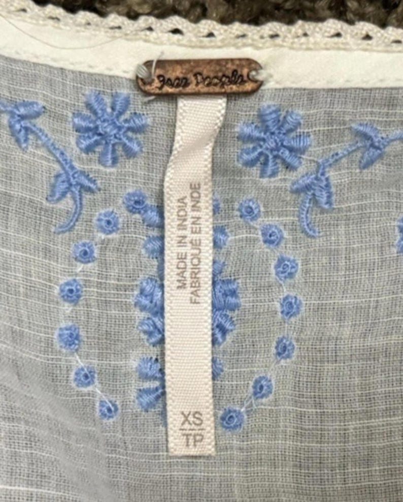 Abito vintage Free People ricamato BIANCO stile boho anticato NUOVO CON ETICHETTA Deadstock FP immagine 13