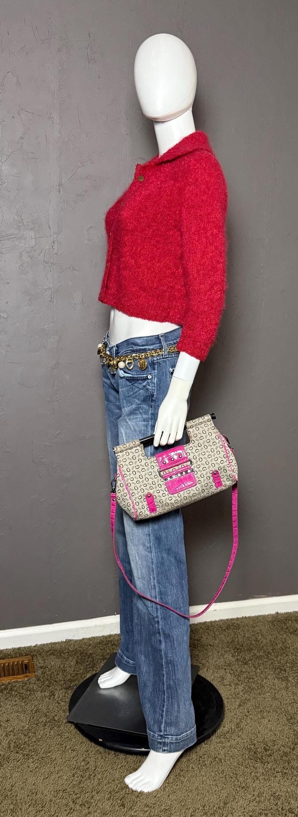 Y2K Jacquard X Pink Croc Leather Bag From GUESS Rare Style - Etsy