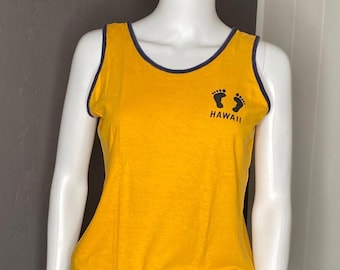 1960's Ringer Tank Top Single Stitch Footprint Hawaii Tank