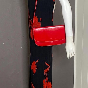 1980&#39;s Red Leather Purse from Nordstrom Red Clutch Crossbody Handbag or Shoulder