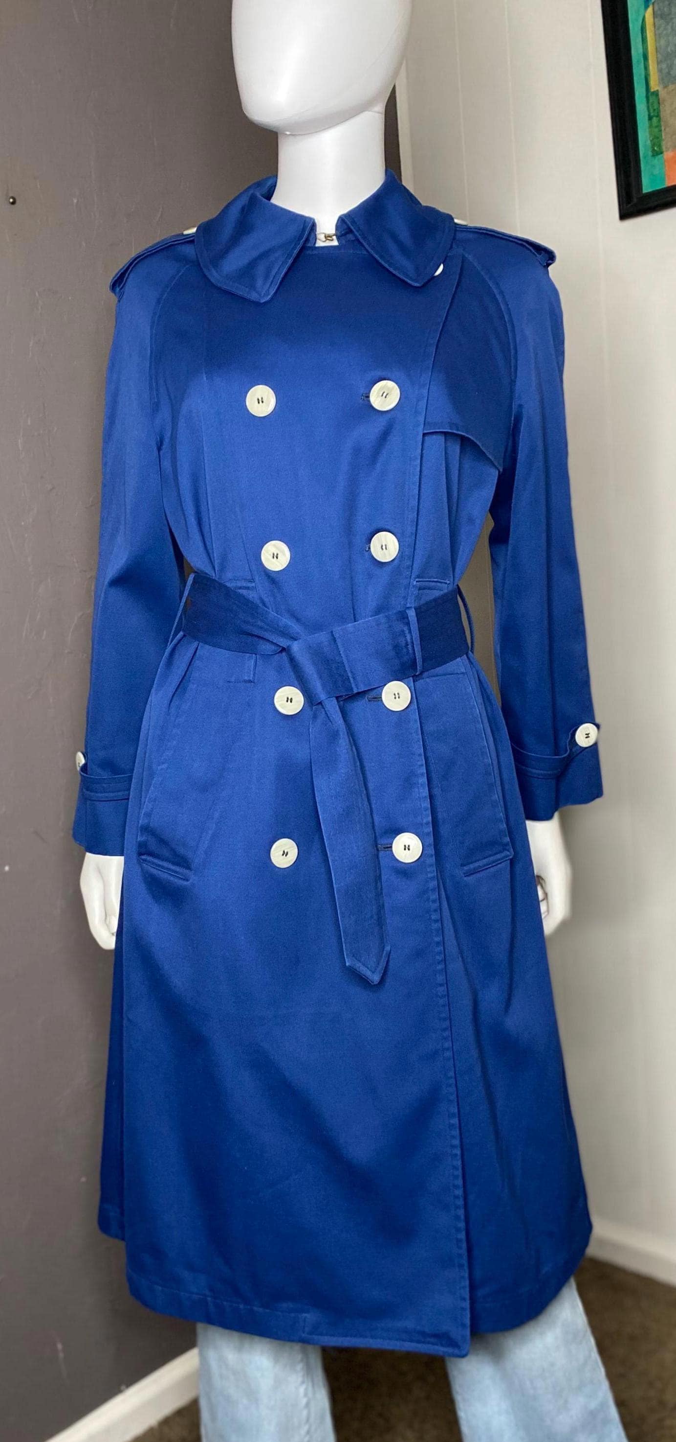 Vintage 1960s Blue Trench Coat - Misty Harbor, Size 14 - Etsy