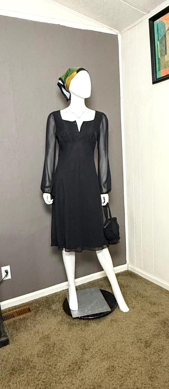 Vintage Black Chiffon Peasant Midi Dress – Kathie Lee Gifford