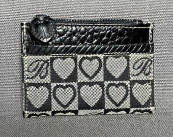 Vintage 1990's Brighton Jacquard Logo Coin Purse Small Wallet Credit Card Holder
