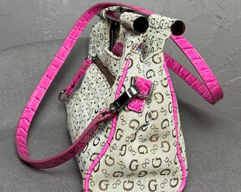 Y2K Jacquard X Pink Croc Leather Bag From GUESS Rare Style - Etsy