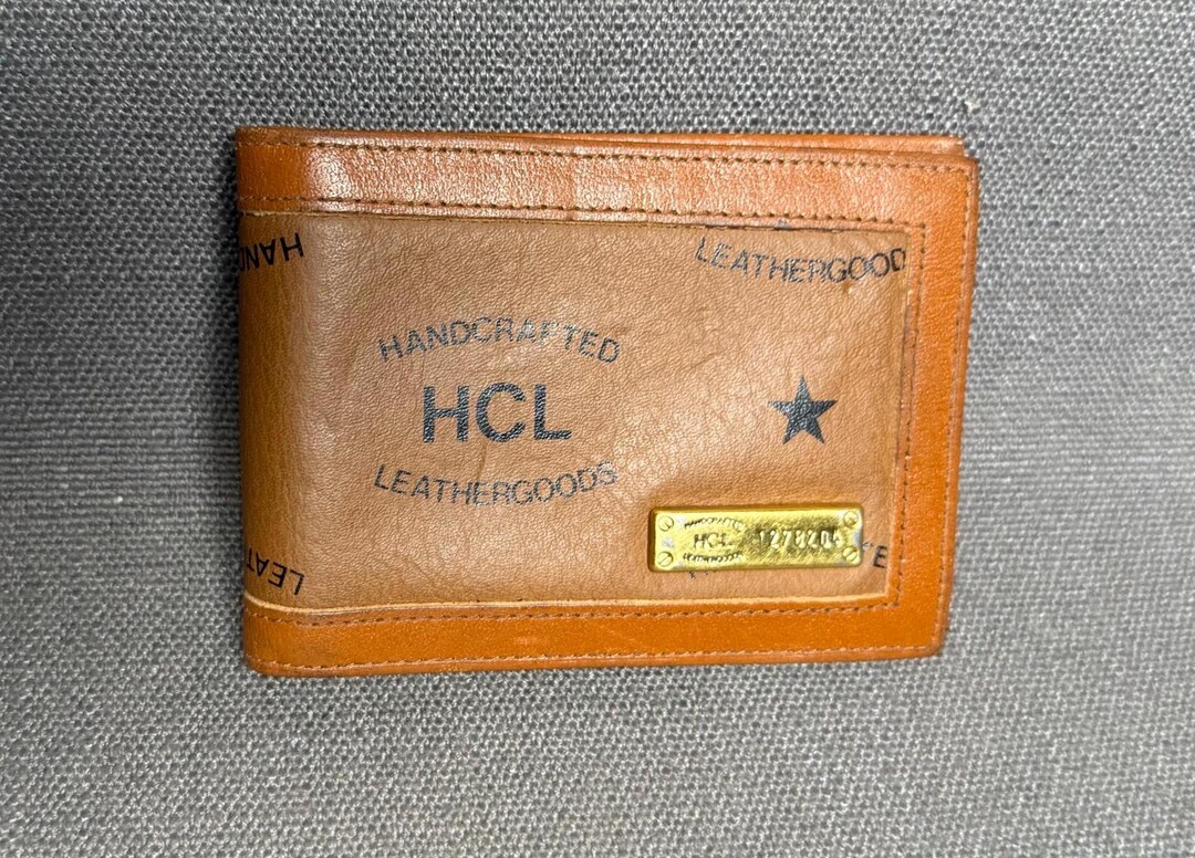 Vintage 1990's HCL Logo Printed Leather Photo Wallet Credit Card