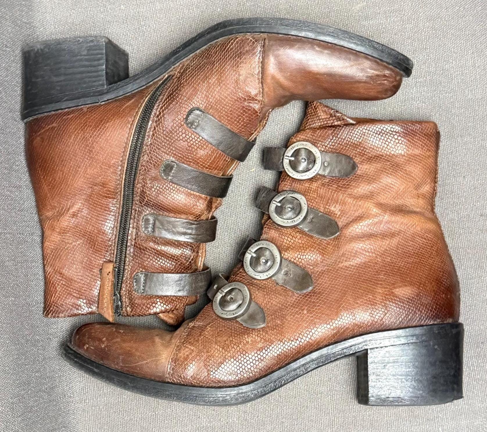 Y2K Buckle Strap Ankle Boots From Miz Mooz Size 39 - Etsy