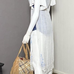 Abito vintage Free People ricamato BIANCO stile boho anticato NUOVO CON ETICHETTA Deadstock FP immagine 6
