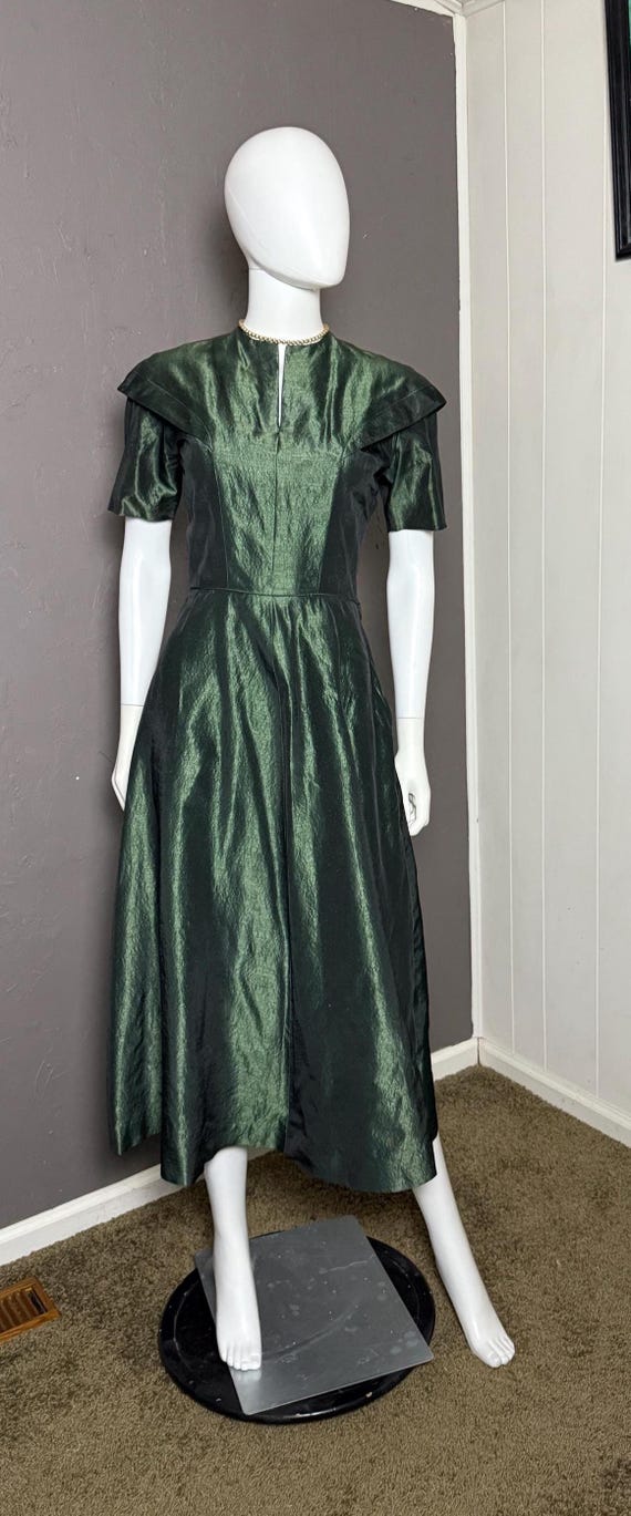 1940's Metallic Jade Taffeta Cocktail Dress Size 4/6 40's Handmade Evening  Dress - Etsy Israel