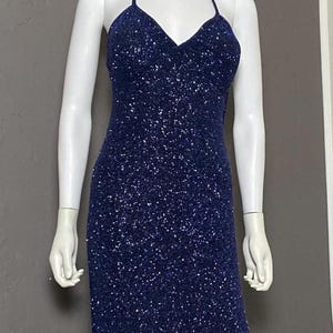 1980&#39;s Sparkling Blue Evening Gown from ONYX Nite  M/L Blue Glitter Gown