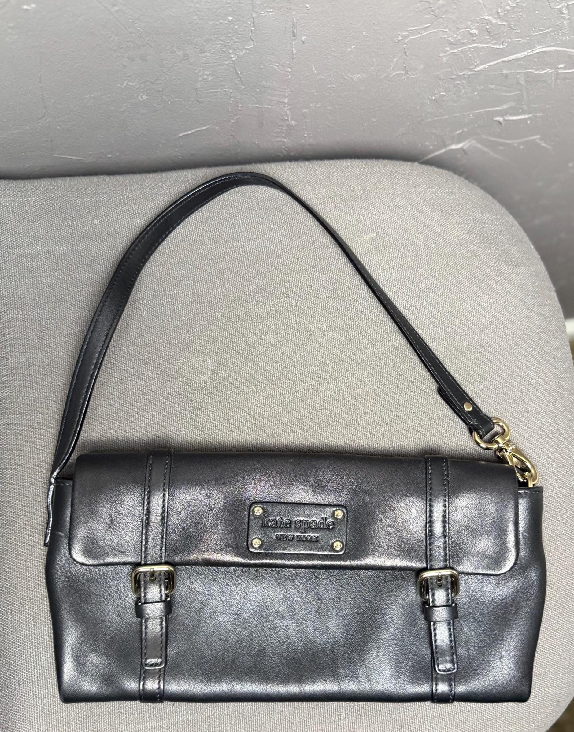 Vintage Kate Spade Noel Black Leather Envelope Shoulder Bag - Etsy