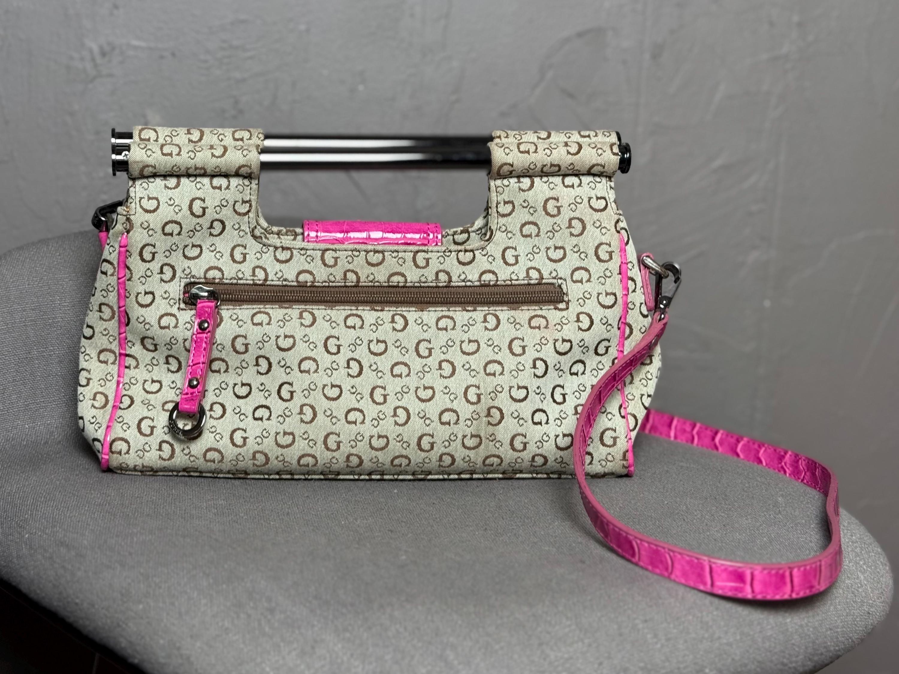 Y2K Jacquard X Pink Croc Leather Bag From GUESS Rare Style - Etsy