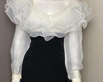 1980&#39;s Organza Giant Ruffle Evening Dress from Nightway size Medium