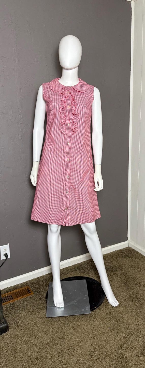 Vestido camisero vintage de cuadros vichy de los años 40, sin