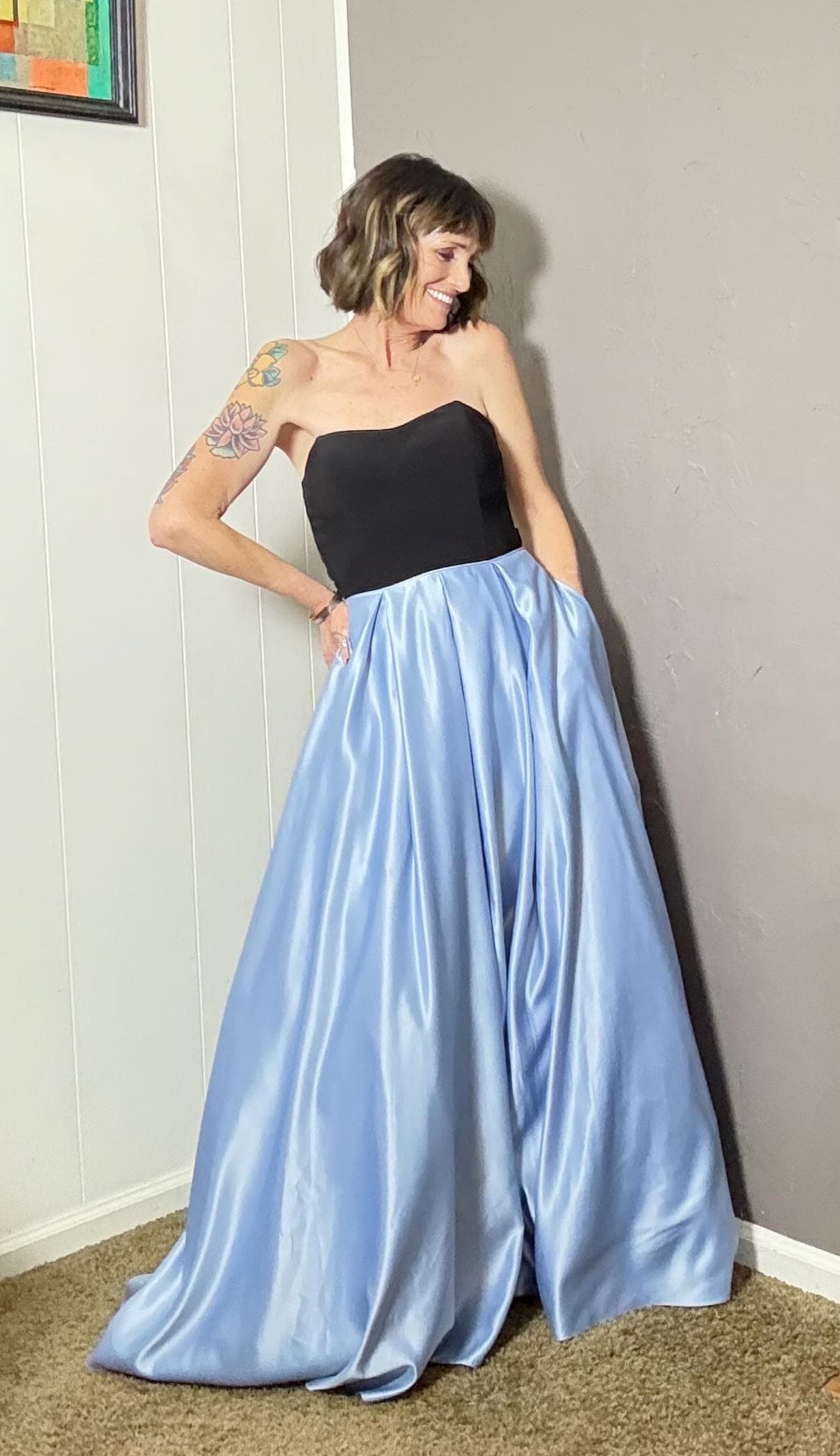 Light Blue Strapless Gown - Etsy
