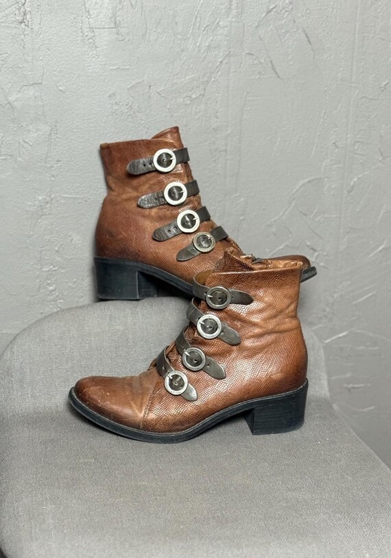 Y2K Buckle Strap Ankle Boots From Miz Mooz Size 39 - Etsy