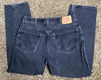 Vintage 00’s Black Levi’s 550 Jeans Broken In Faded Black Zipper fly W35.5 L32