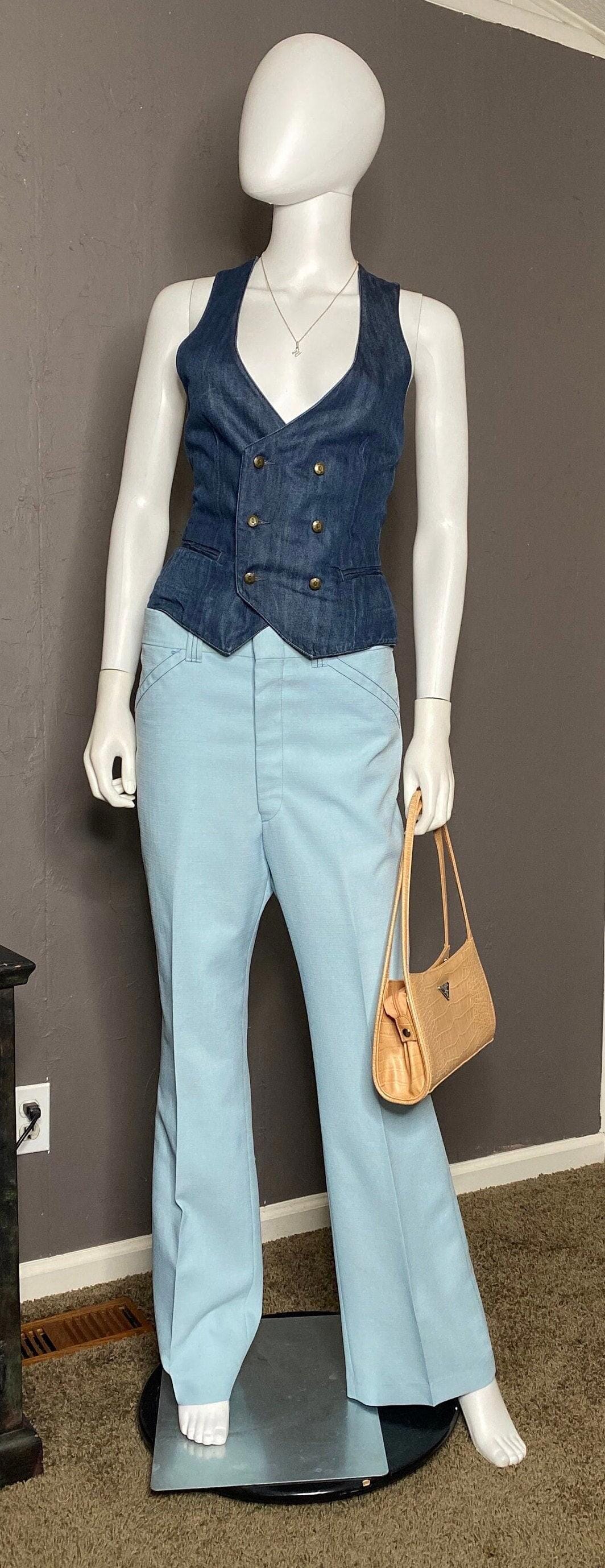 1970's Baby Blue Flared Slacks from LEE W35 L31
