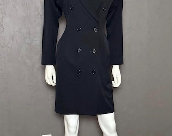 1980's Blazer Dress from Ann Klein II size Tailored Black Coat Dress size 10P
