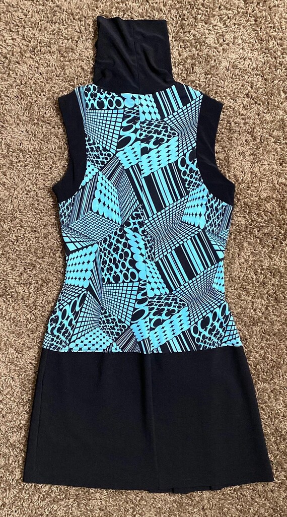 1990's MOD Abstract Print Turtleneck Mini Dress f… - image 10