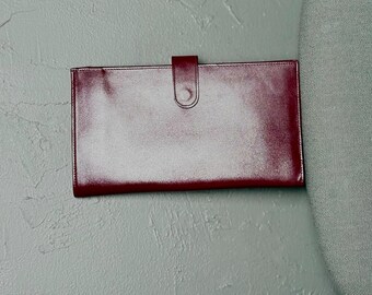 vintage des années 60-70 en cuir passeport portefeuille voyageur de poche enveloppe pochette cuir bordeaux