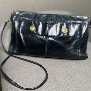 Y2K HOBO International Black Leather Crossbody Purse