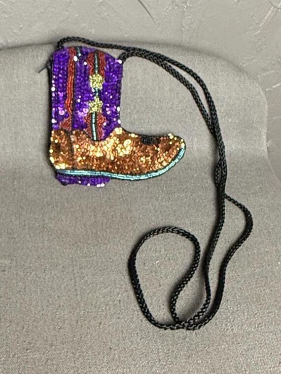 Sequin Western Boot Micro-Bag Tiny Crossbody Blin… - image 2