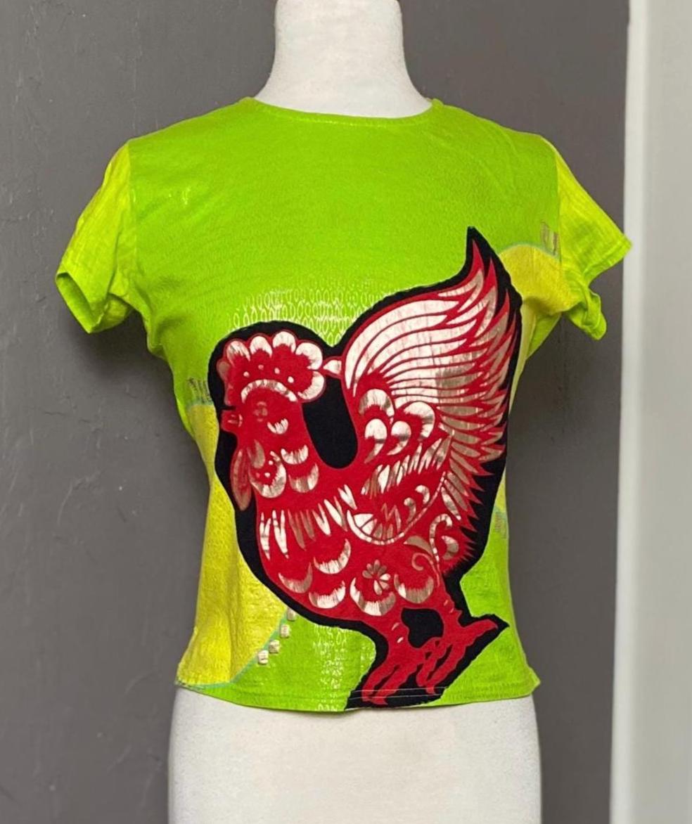 Y2K Custo Barcelona Lime Green Rooster Shirt Size Large - Etsy