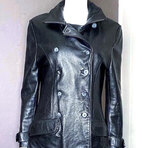 90s Leather Peacoat - Etsy