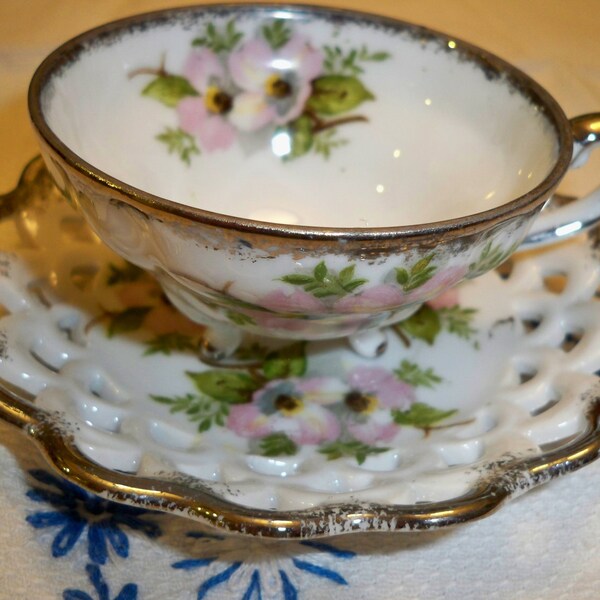 Small Vintage Demitasse Teacup and Saucer Set