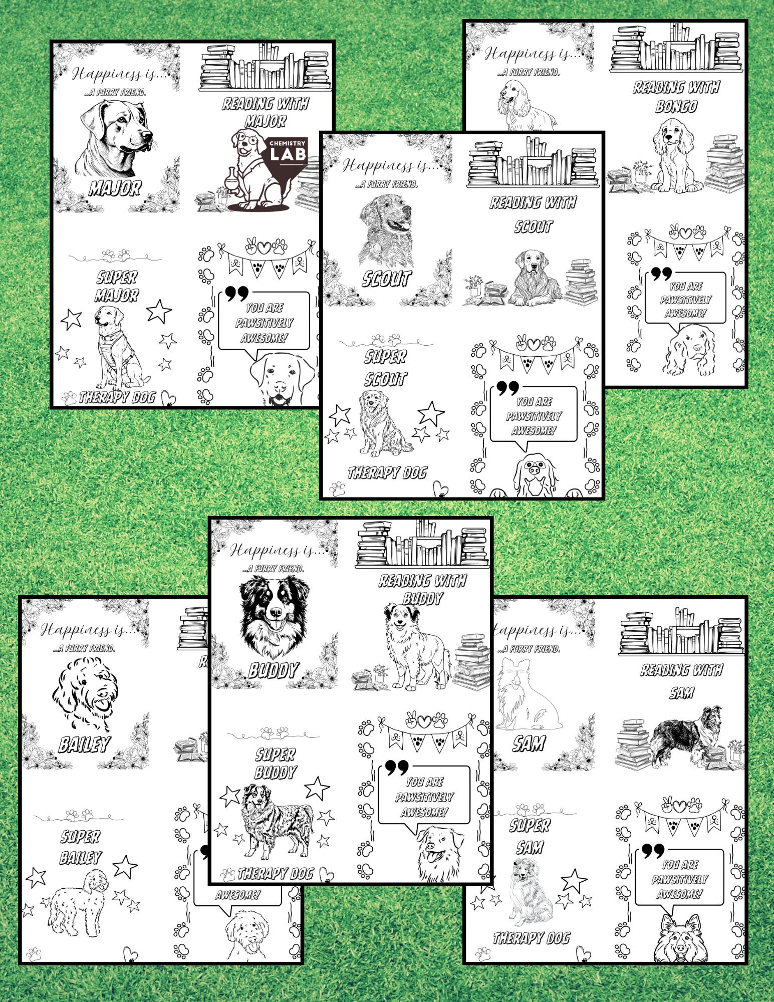 Therapy Dog Coloring Pages Personalized and Breed Specific - Etsy