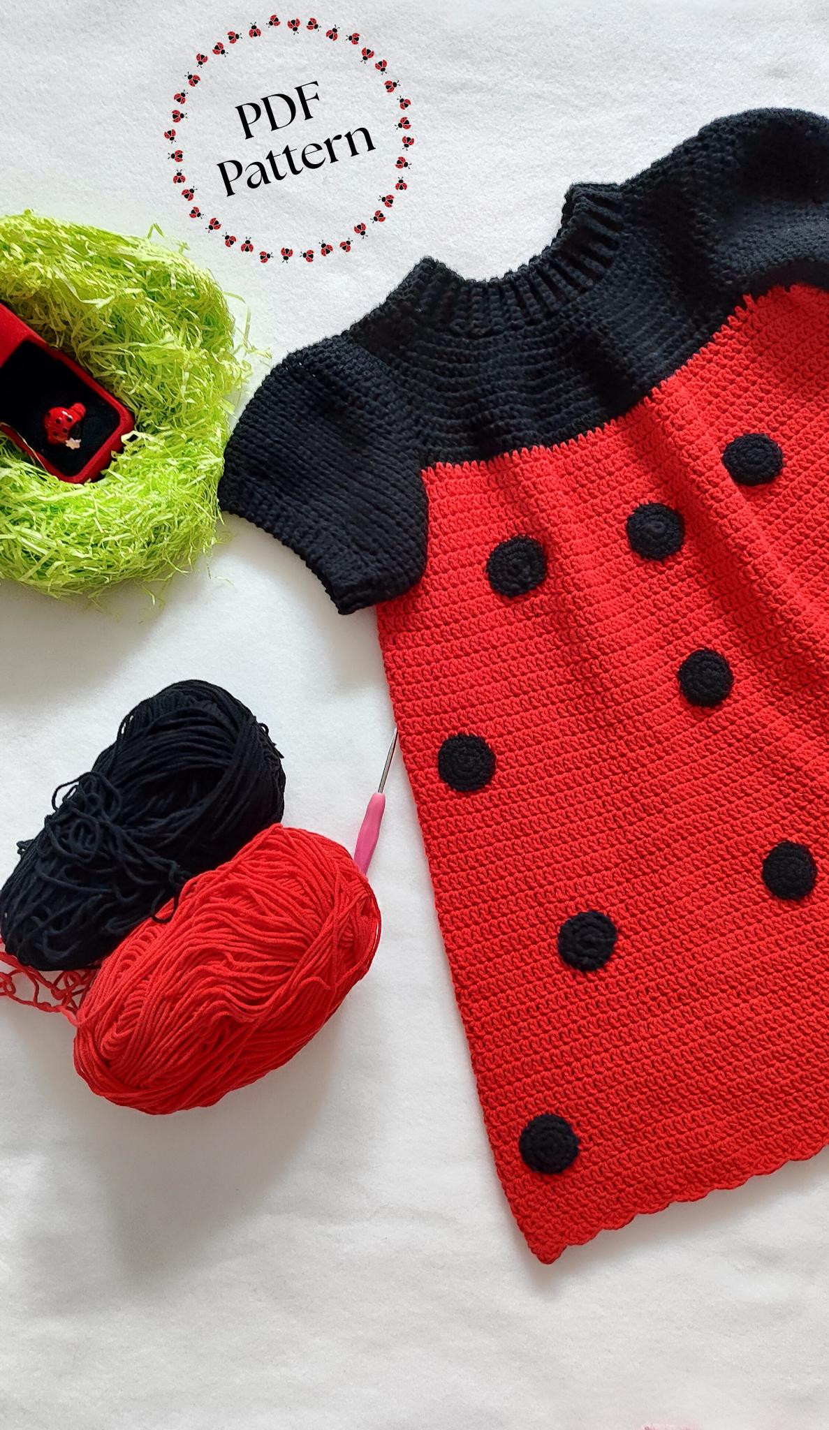 crochet ladybug dress PDF Crochet Pattern - the Little Lady Dress - Toddler Ladybug Dress -  Spring Kids Dress + Stitches Guide (2T-4T-6T, Intermediate Level)