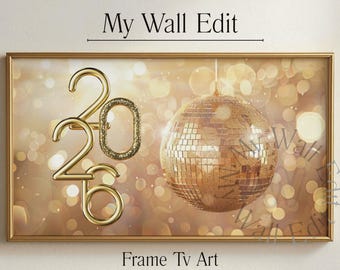2026 Frame TV Art | Gold Disco Ball New Year Decor | Samsung Frame TV Digital Art | Glam NYE Wall Art Download