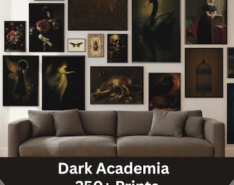 Dark Academia Drucke | Vintage Gothic-Galeriewanddekor | Stimmungsvolles Viktorianisches Set | Mega Bundle