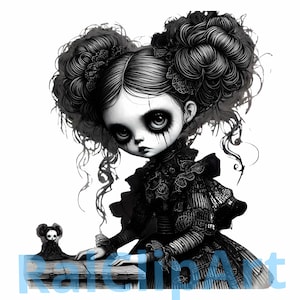 Gothic Vintage, Goth Girl PNG, Creepy Dolls, Clipart Bundle, 12 Gothic Clipart, Emo Girl, Commercial Use, goth png, Paper Crafts, wall art