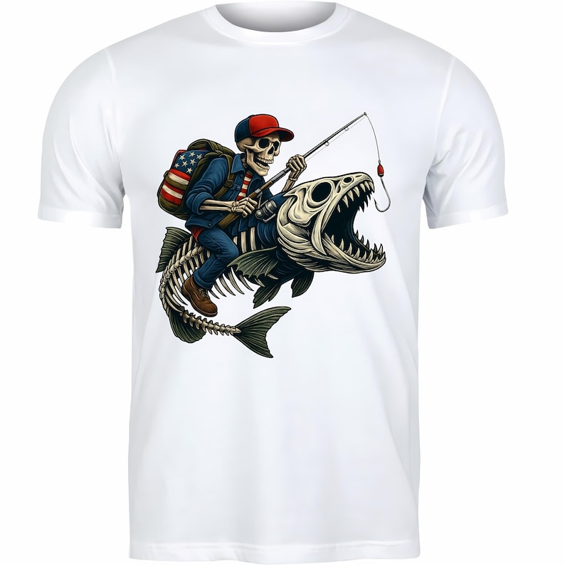Fishing Sublimation PNG, 6 High Quality Pngs, Skeleton Shirt, Skeleton ...