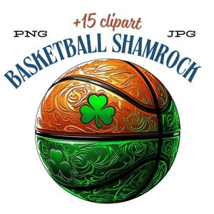 Basketball Shamrock Lucky, St Patrick Day Boys, Basketball Shirt, St Patricks Bodysuit, Basketball Graphic, shamrock png, basketball clipart