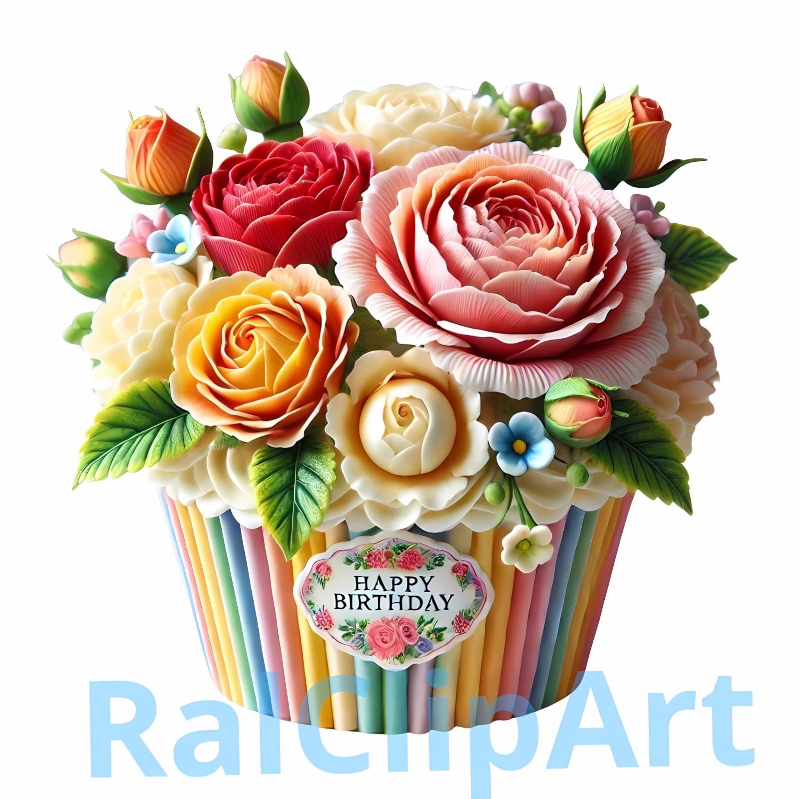 Watercolor Cupcake Clipart Bundle – 16 Birthday Cake, Candle, Floral ...