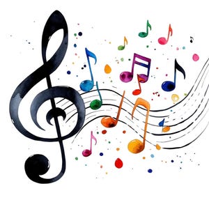 Musiknote Clipart, Harmonische Musiknote, Clipart Bundle, Musikalische Kunst, Druckbares, Aquarell Musiknoten Clipart, 15 png, Musiknoten
