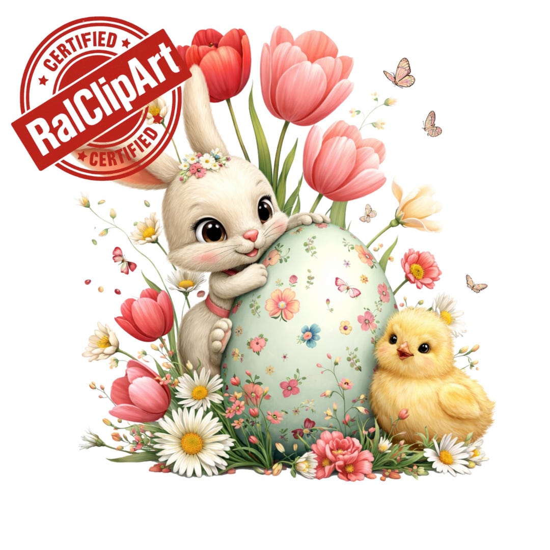 Whimsical Easter Bunny Clipart Bundle, Cute Spring Bunny PNG ...